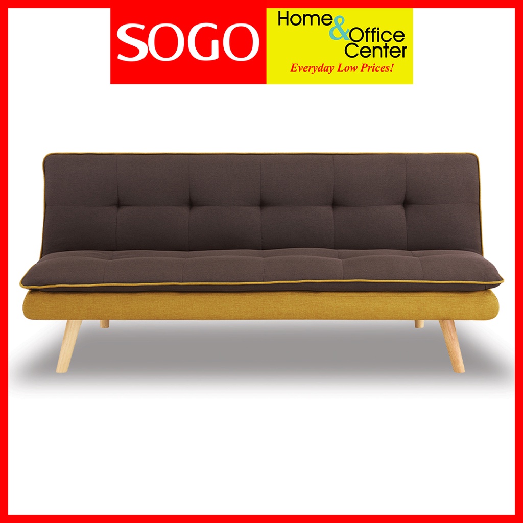 SOGO LISA Sofabed Plush 2tone click clack sofabed in fabric tufted
