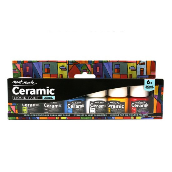 Mont Marte Ceramic Paint Set 6 Pieces x 20ml Water Resistant