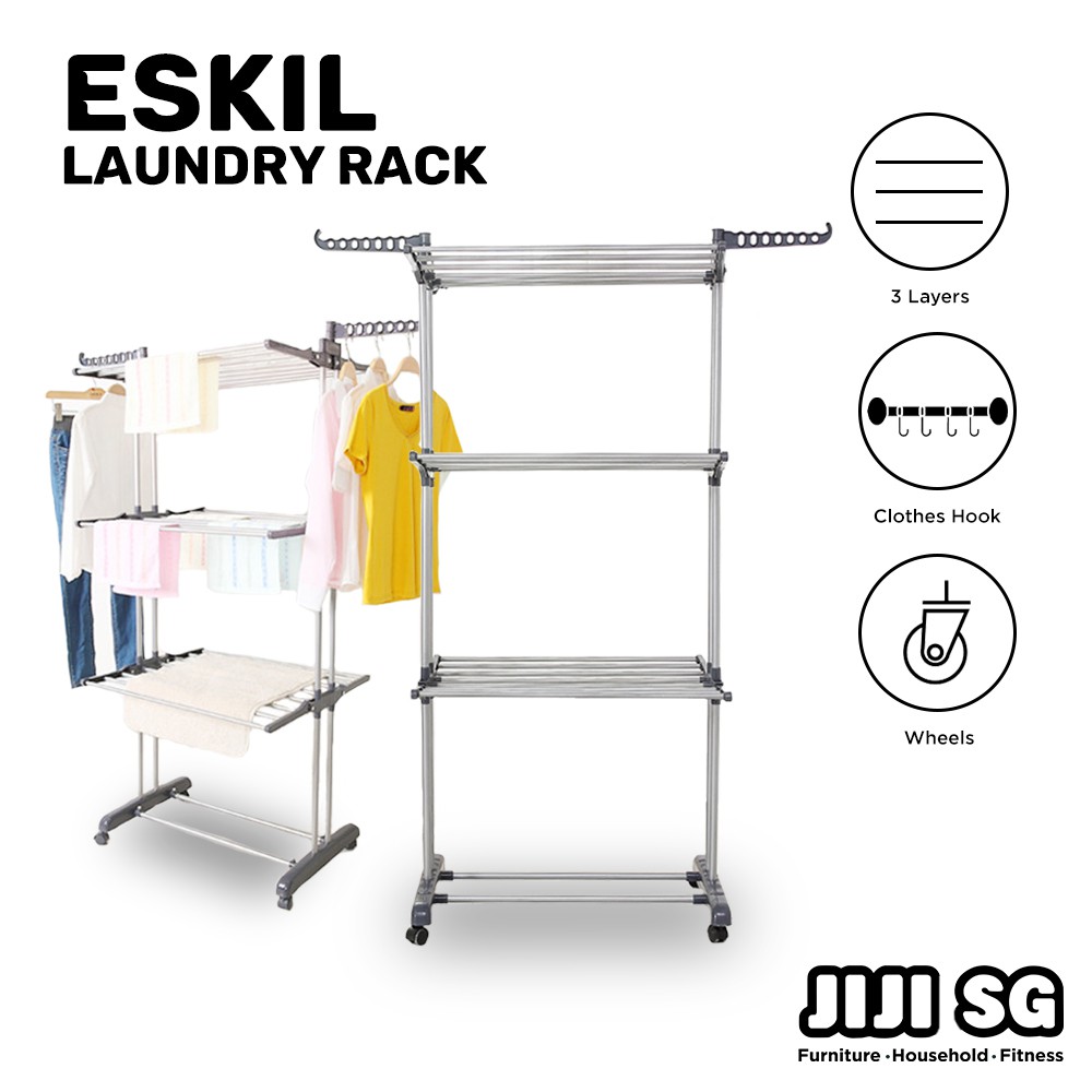 (JIJI.SG) ESKIL Laundry Rack / Clothes Rack / Bath Towels / Foldable