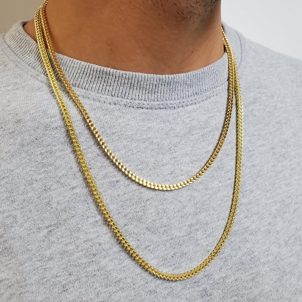 Men's Boy Stainless Steel 18K Gold Plated Curb Cuban Chain Necklace