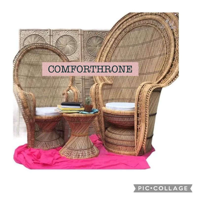 PEACOCK RATAN CHAIR with LEATHER FOAM/Rattan Chair Shopee Philippines