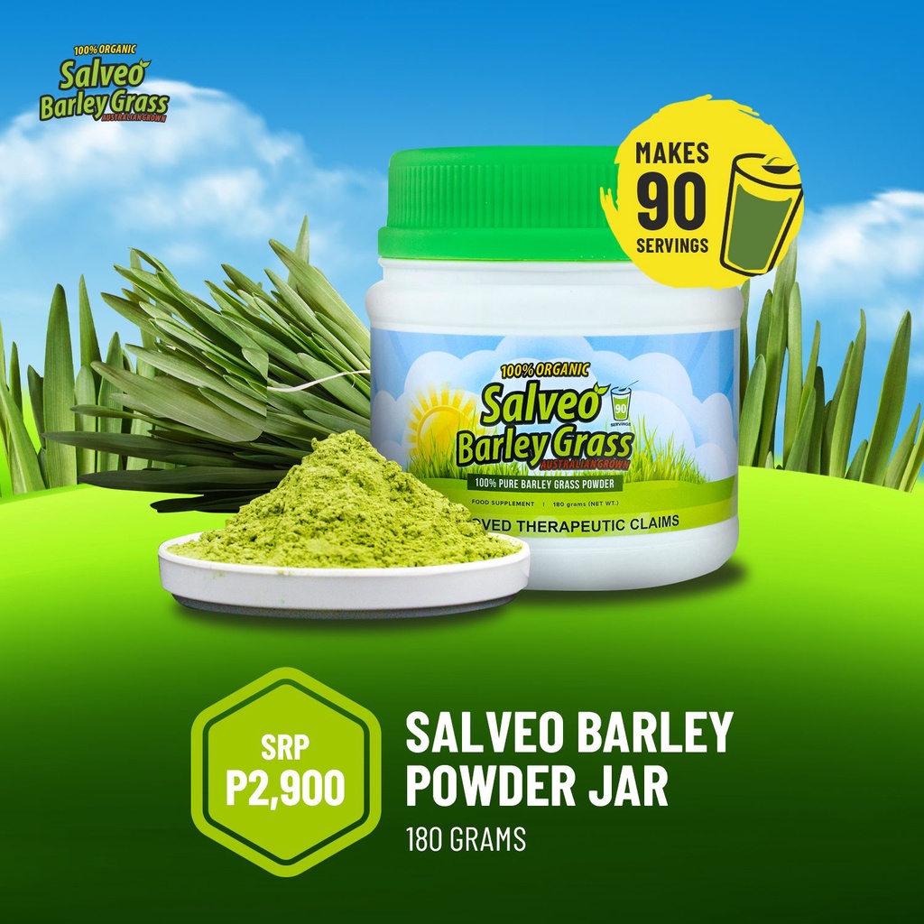 SALVEO ORGANIC BARLEY GRASS POWDER JAR 180g/90GLASSES (PURE & ORGANIC) Shopee Philippines