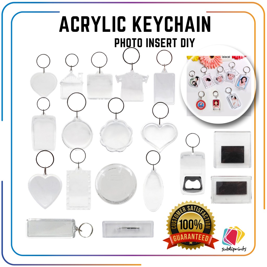 50pcs Acrylic Keychain Photo Insert DIY Design Blank Keychain Shopee