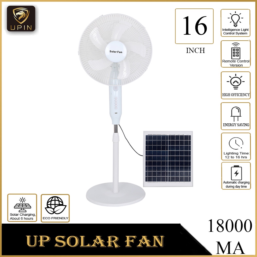 16Inch Solar Fan Solar Electric Fan Solar Rechargeable Fan LED Light Waterproof Outdoor SolarFan