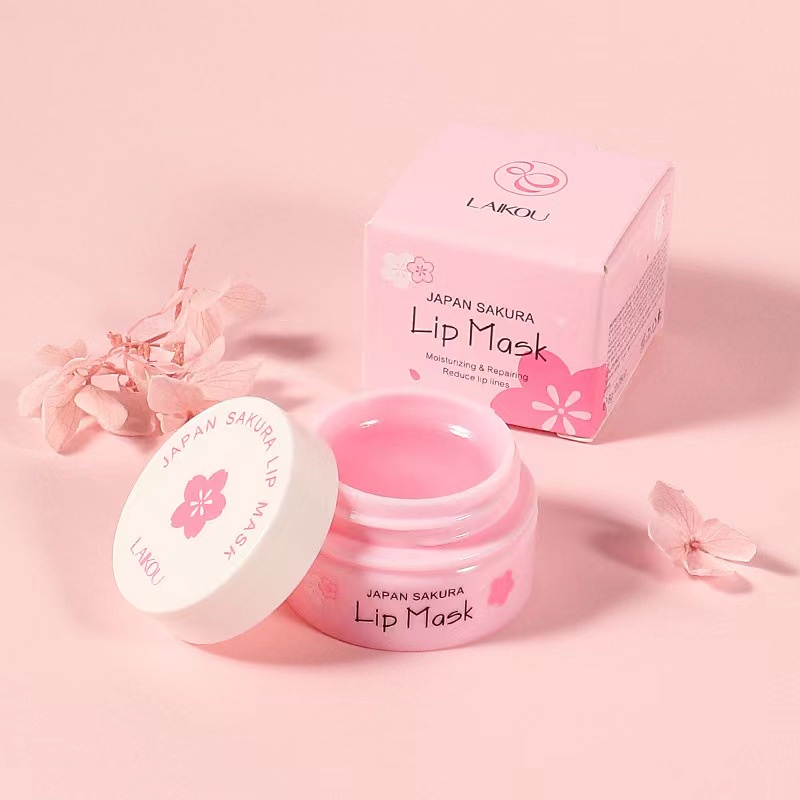 LAIKOU Sakura Lip Mask Sleeping Night Lip Balm Cherry Blossoms Balm Repairing Wrinkle 8g