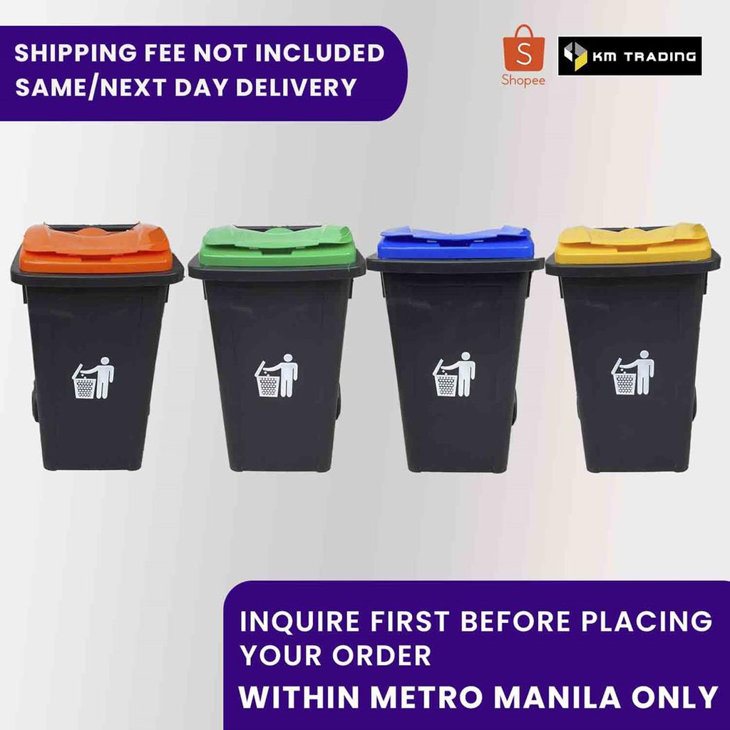 Nikko Trash Bin Trash Can with Wheels 100L Basurahan Garbage Bin Manila