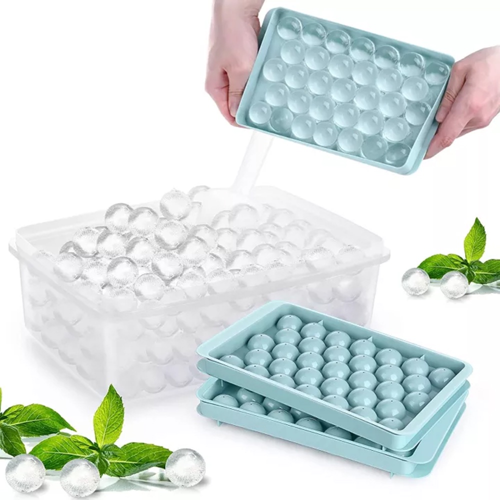 BVS 33 Compartment Round Ice Cube Shaper with Square Lid DIY Freeze