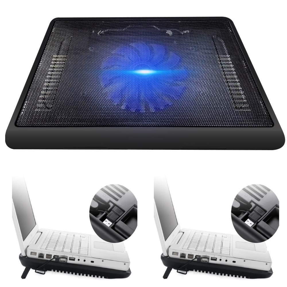 N19 Notebook Cooler 14 Inch LED Light Fan Usb Mini Laptop Cooler Blu