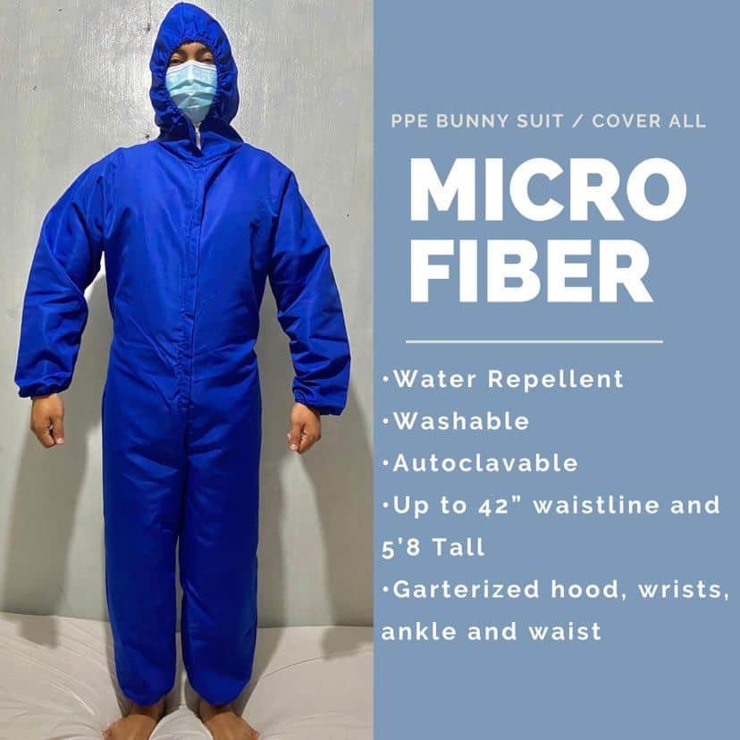 Medical PPE Microfiber Royal Blue Reusable Washable Protective Coverall