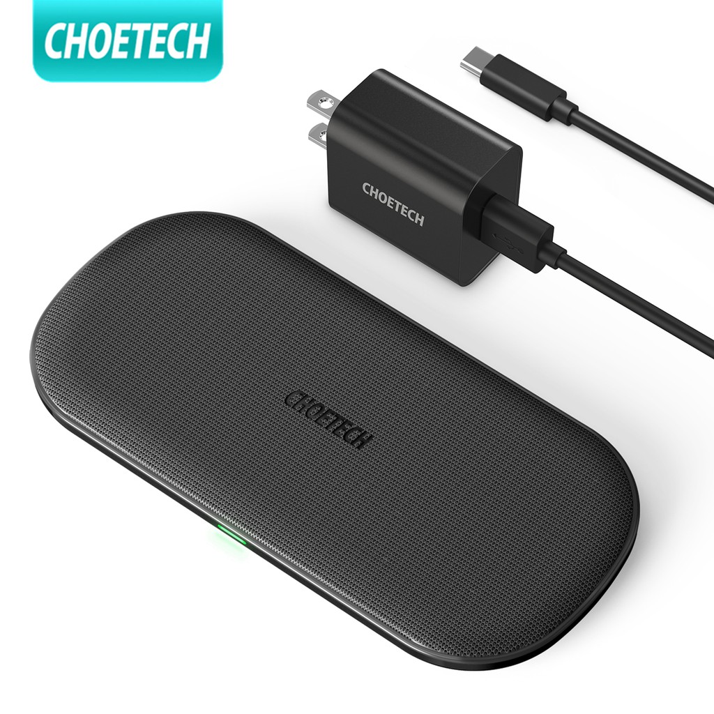 CHOETECH 10W Dual Fast Wireless Charger, 5 Coils Qi