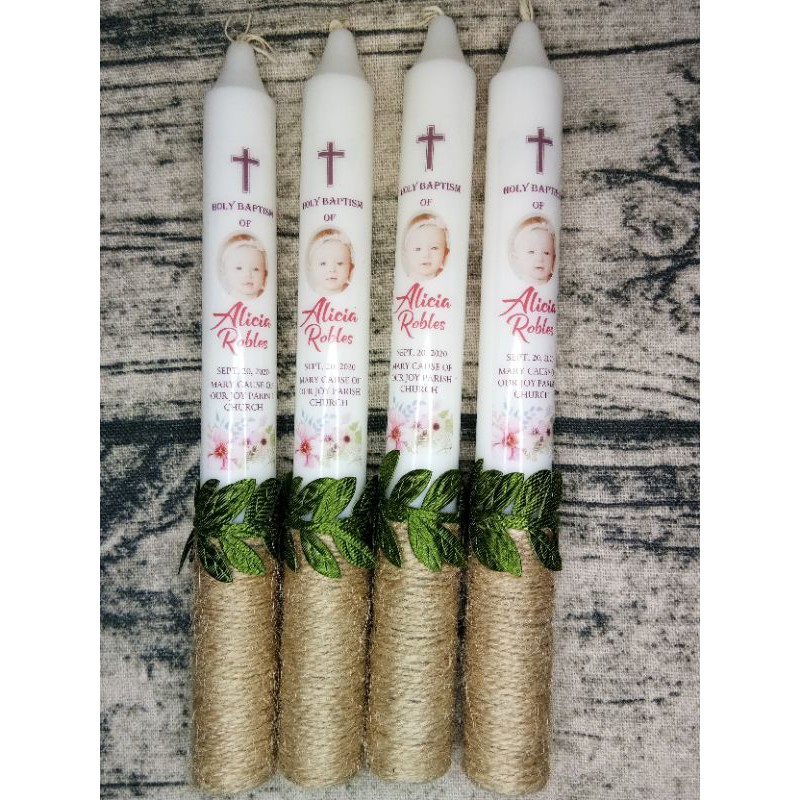 Baptismal Candles Rustic (Customizable) Shopee Philippines