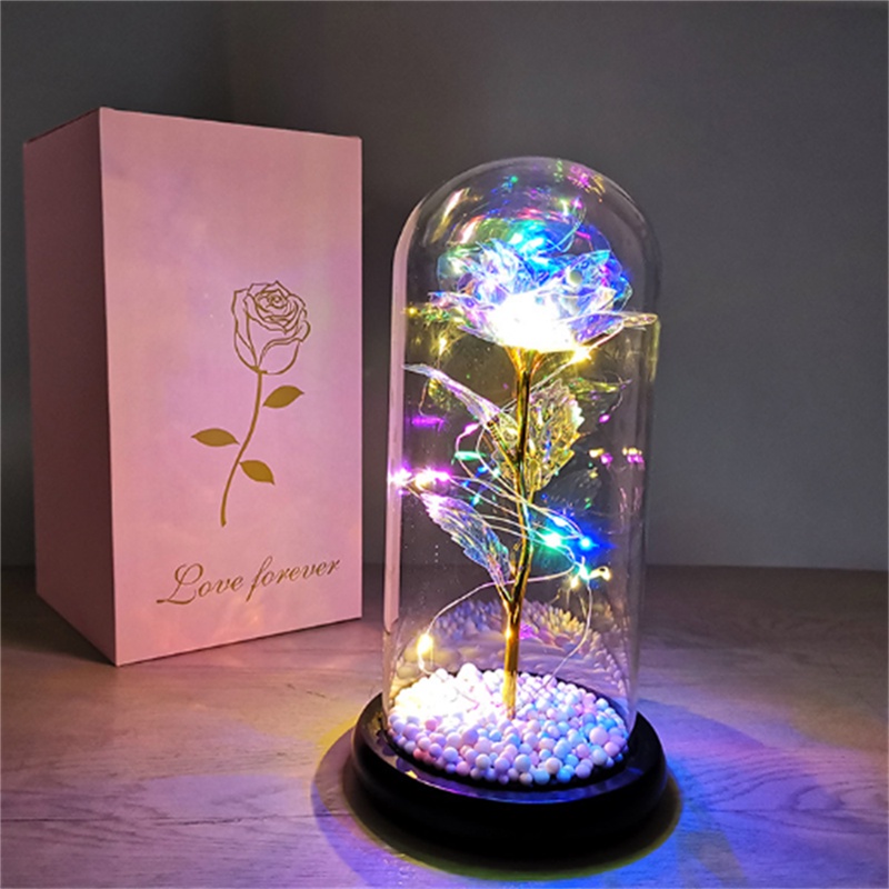 Galaxy rose with box Eternal rose with led light Rose dome Glass Dome