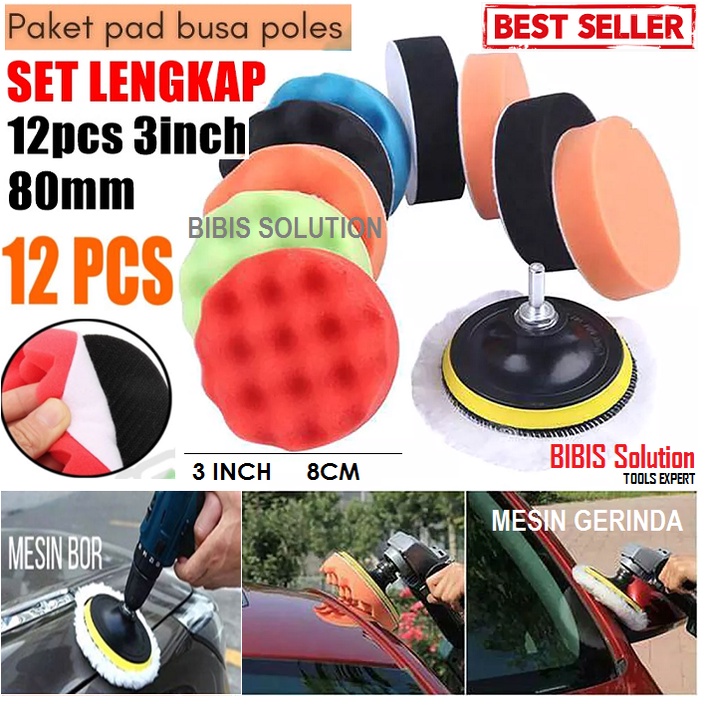 Foam Sponge Car Polishing Motorcycle Set 3 "inch 12 pcs Sponge Polishing Polishing Kit Velcro