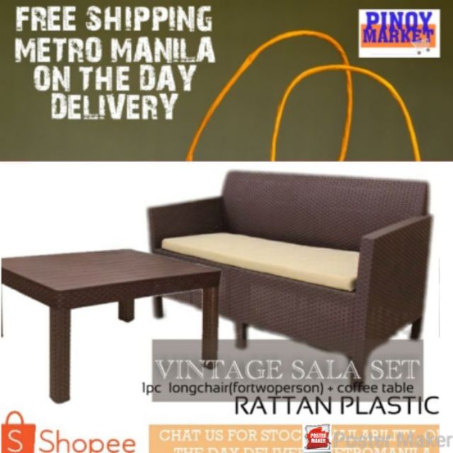 Vintage rattan sala set 1ts 1c free delivery metromanila only Shopee