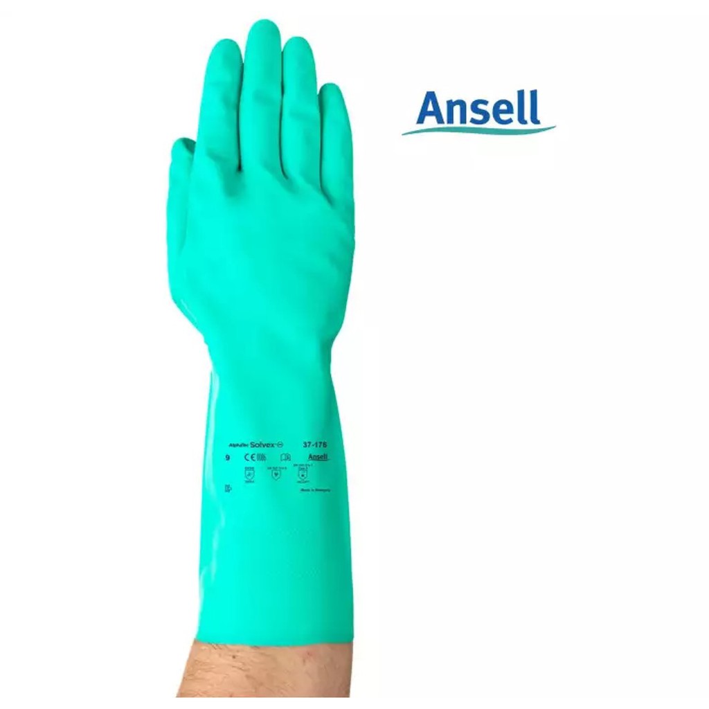 Ansell Solvex 37176 Chemical Nitrile Rubber Gloves rated for Viruses