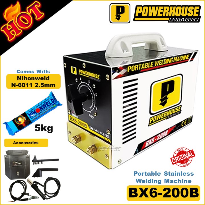 Powerhouse Portable Welding Machine BX6 200 AMP comes with NIHONWELD N6011 2.5mm (5kg