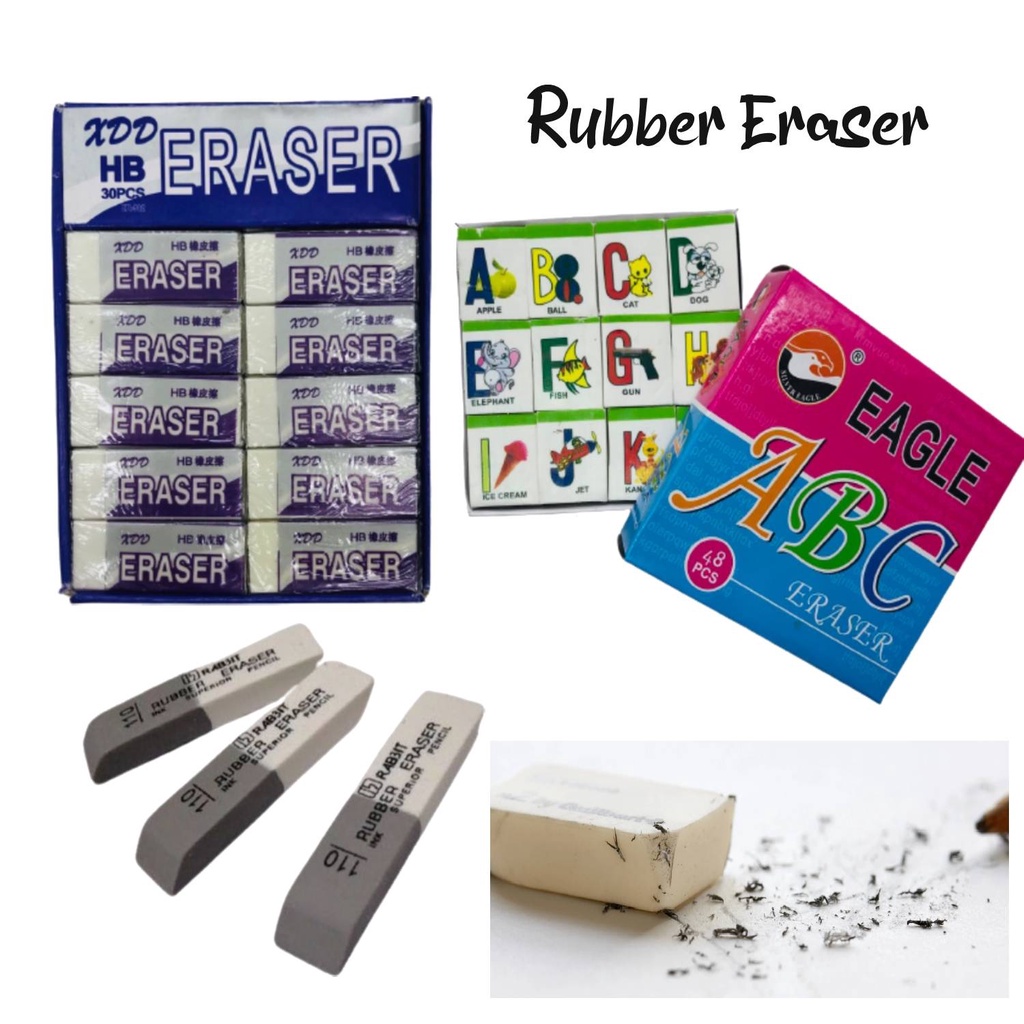 DZB 1 Box Pencil Eraser Black and White Eraser Rubber/Gum Eraser ABC