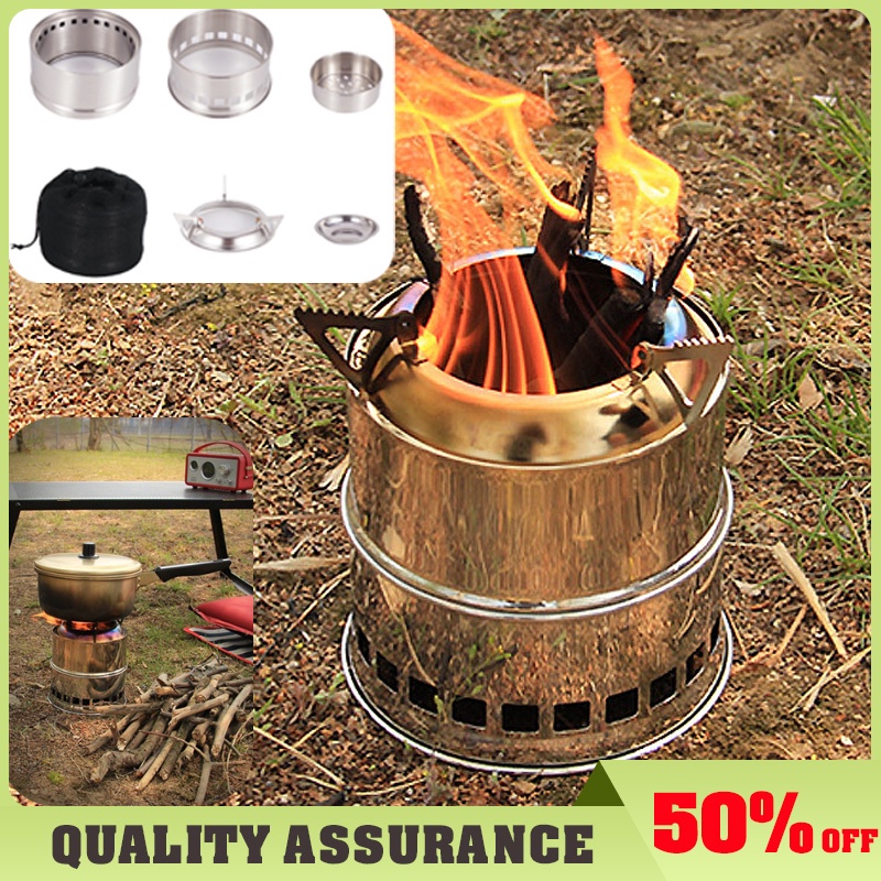 Outdoor Wood Stove Picnic Stove Stainless Steel Barbecue Stove Wood