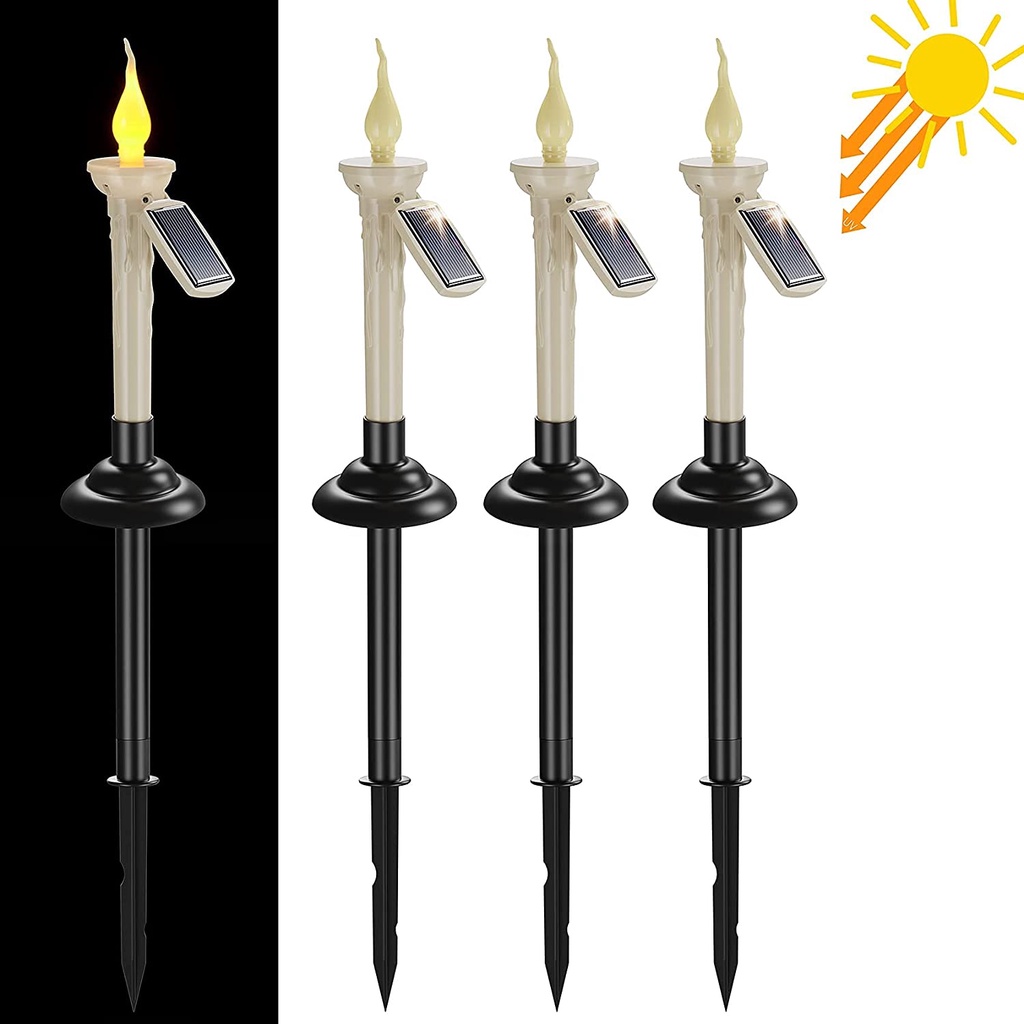 Solar Window Candles with Candlesticks Holders Waterproof Rechargeable