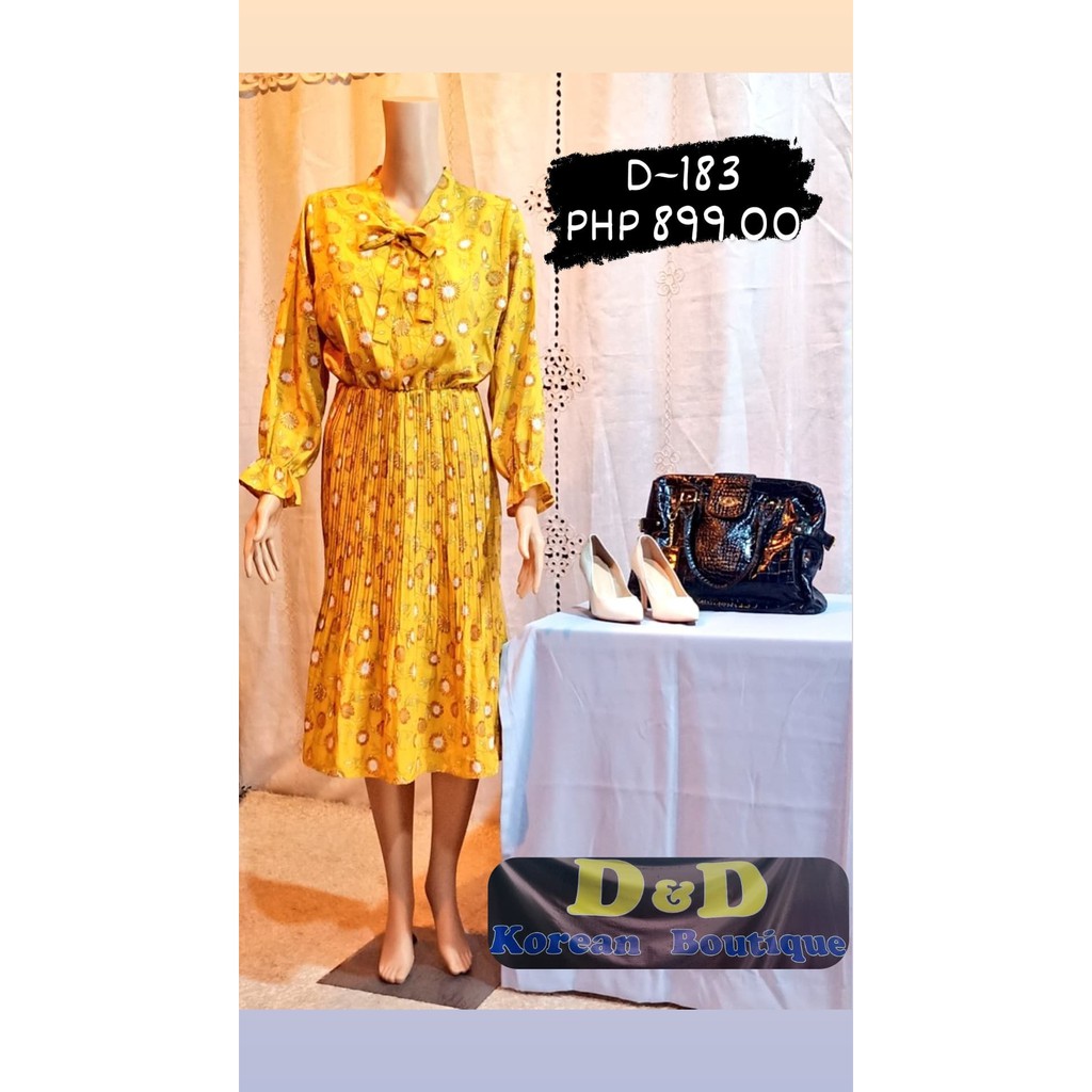 D183 CHIFFON MAXI SUNFLOWER MAXI DRESS YELLOW D&D KOREAN BOTIQUE
