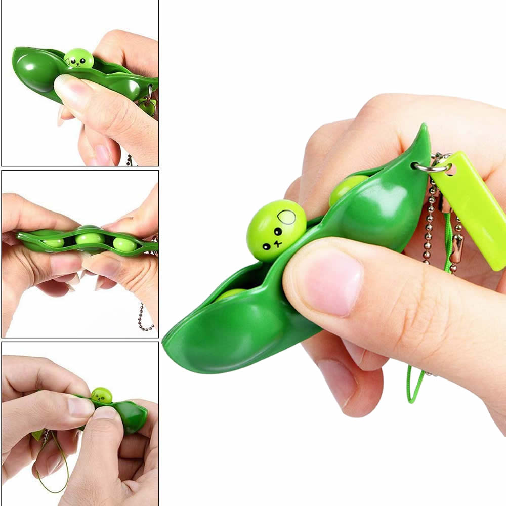 Fidget Toys Squishy Squeeze Bean Infinite Edamame Squeeze Peas Bean Keychain Anti Stress Adult