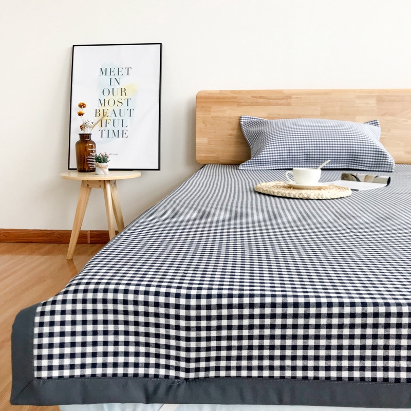 Muji Plaid Cool Cotton Linen Mat Coolness Clean Mattress Baby