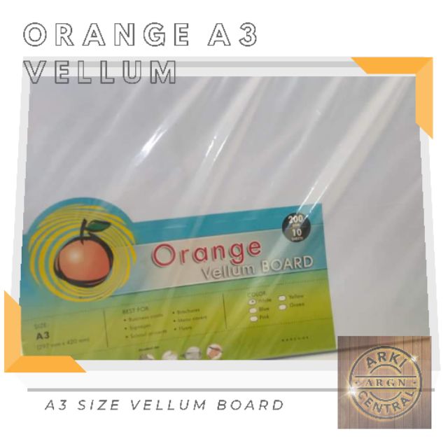 SALE!! LIMITED TIME ONLY!! 5 PACKS Orange vellum board A3 Shopee