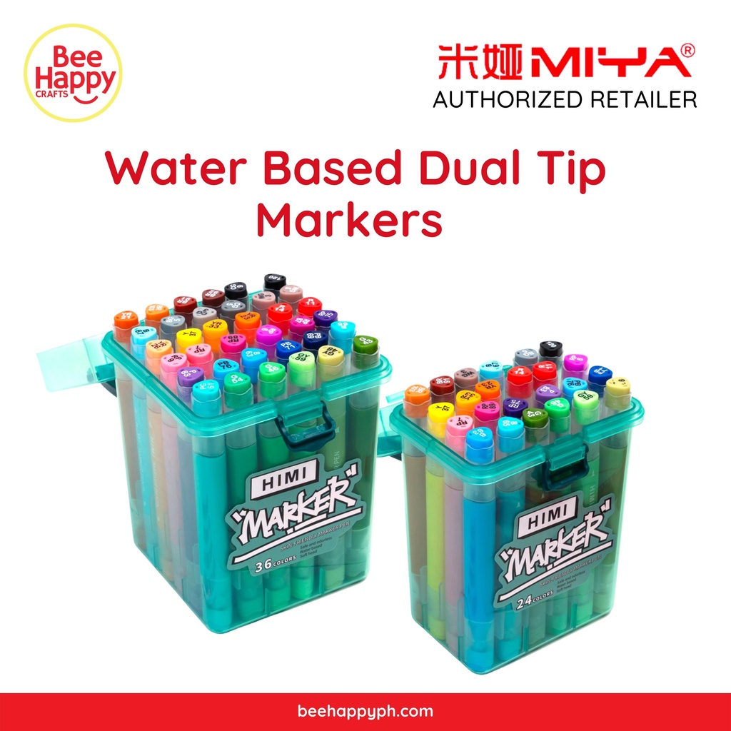 MIYA HIMI Marker Pens / Water Based Dual Tip Markers 24 and 36 colors