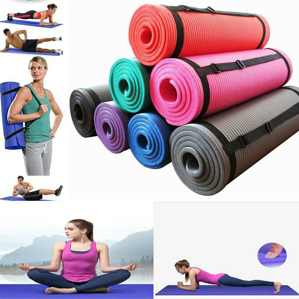 Extra Thick Yoga Exercise Mat With Carrying strap Shopee Philippines