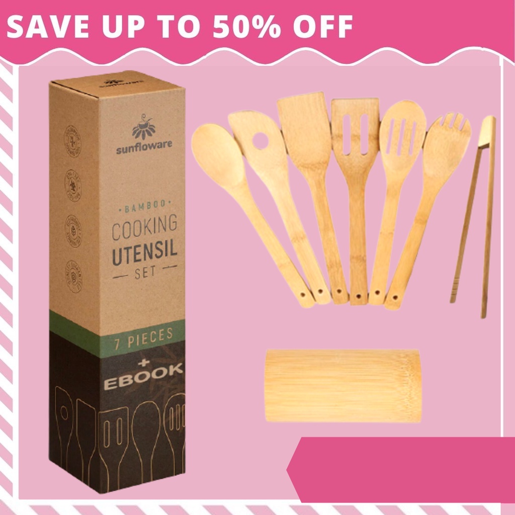 8 in 1 eco friendly bamboo utensils wooden kitchen utensils cooking