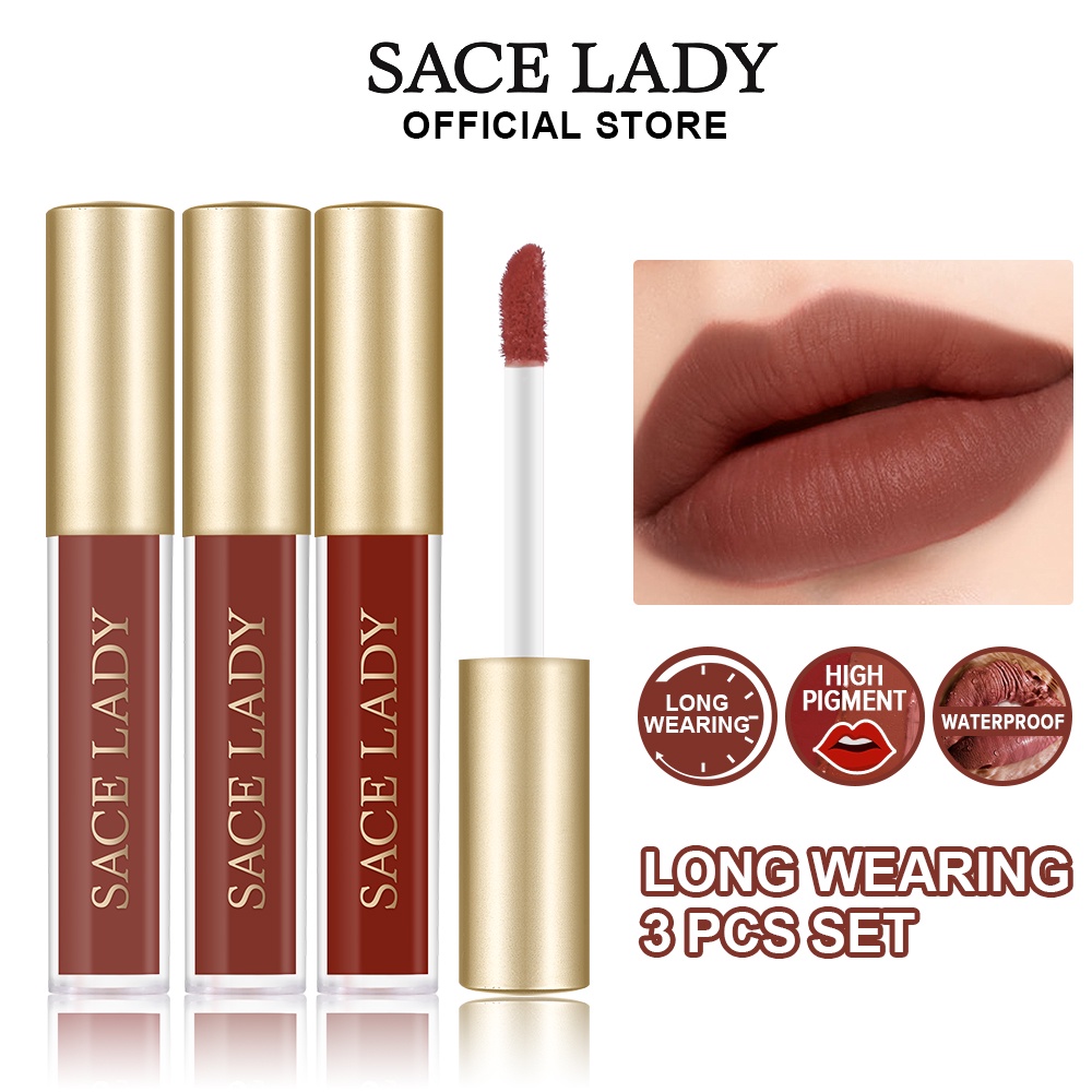 SACE LADY 3 Colors Lasting Mini Lipstick Set Cupproof Matte Lip Make