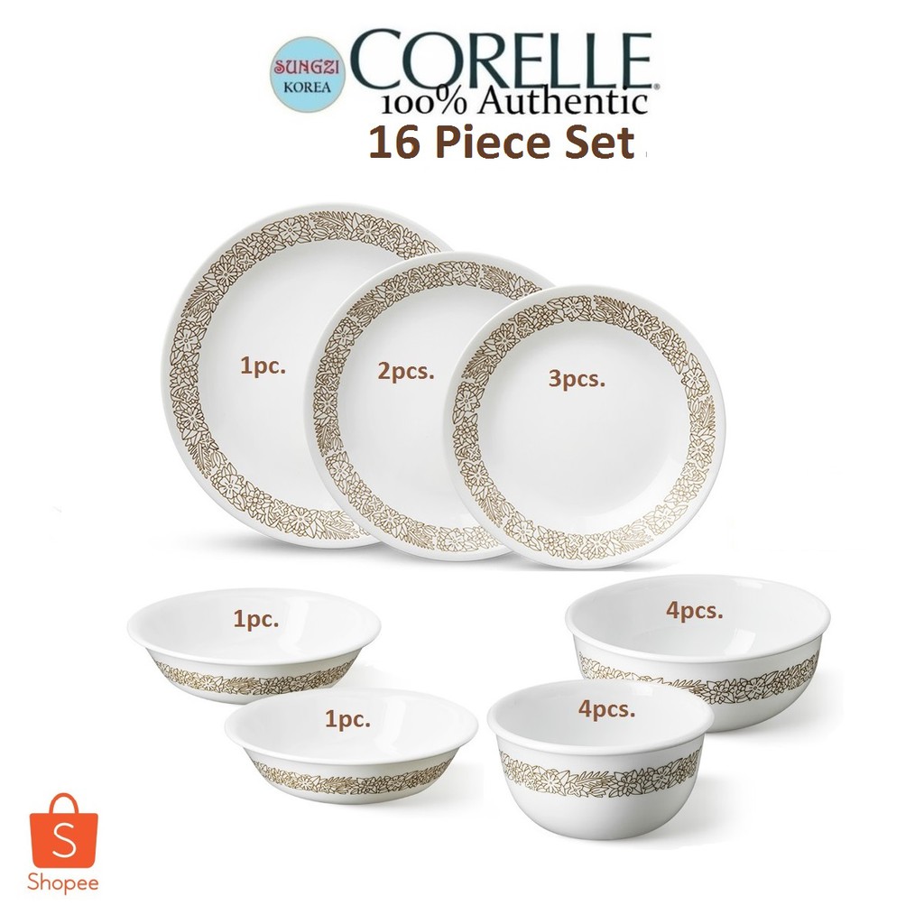 CORELLE Dinnerware 16 Piece Set (Woodland Brown) Shopee Philippines