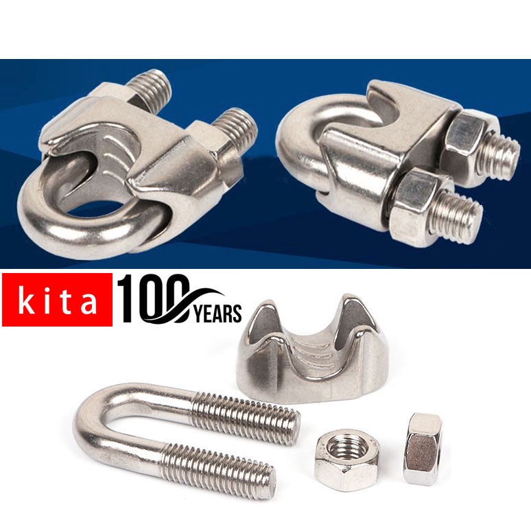 6pcs 27 U Shape Wire Rope Clips Cable Wire Rope Clip Clamp Thickness