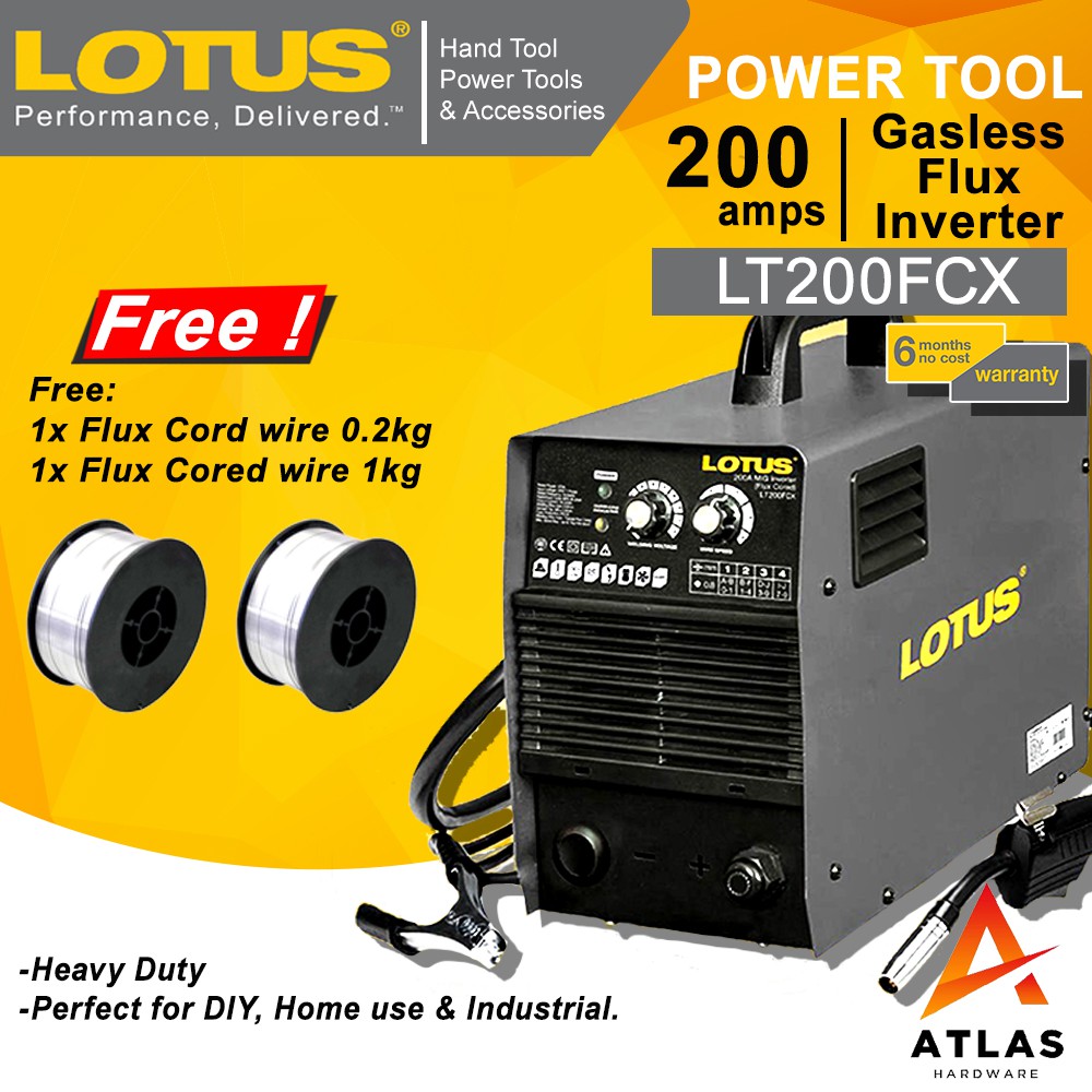 Lotus LT200FCX Gasless 200A MIG Inverter Welding Machine with free 1pc
