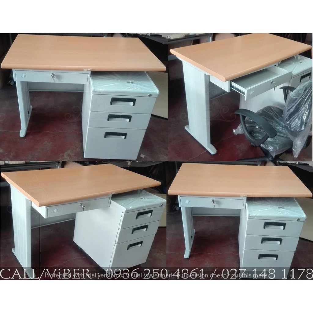 FREESTANDING OFFICE TABLE *(With Center Drawer & Mobile Pedestal) Shopee Philippines