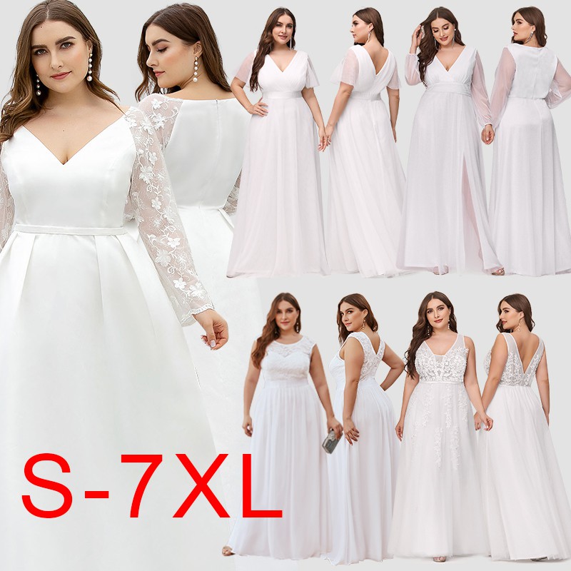 Oversize White dress Plus size lace Civil Wedding Dresses ALine Long
