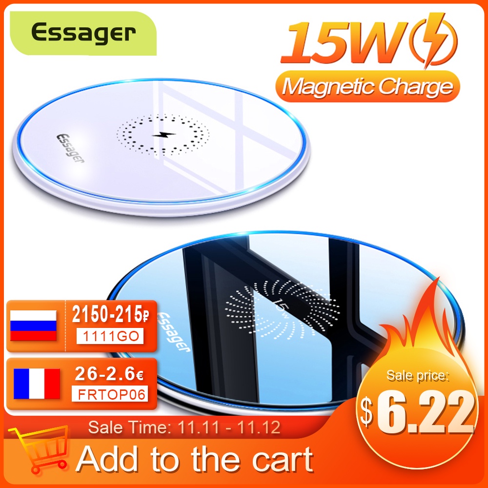 Essager 15W Qi Wireless Charger For iPhone 12 11 Pro Xs Max X