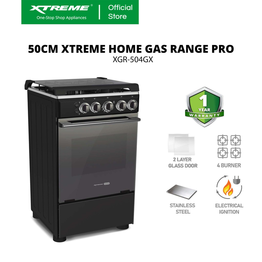 XTREME XSeries 50cm Gas Range 4Seal Burner 55L Oven Electric Ignition LPG Gas Source [XGR504GX