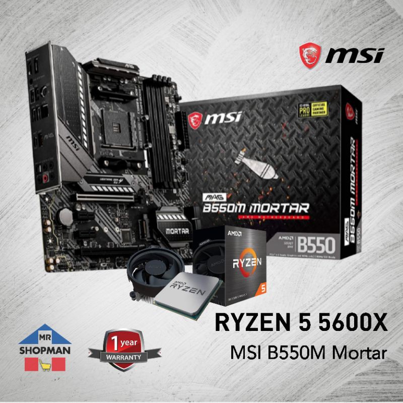AMD Ryzen 5 5600X Processor + Msi B550M Mortar Motherboard Bundle