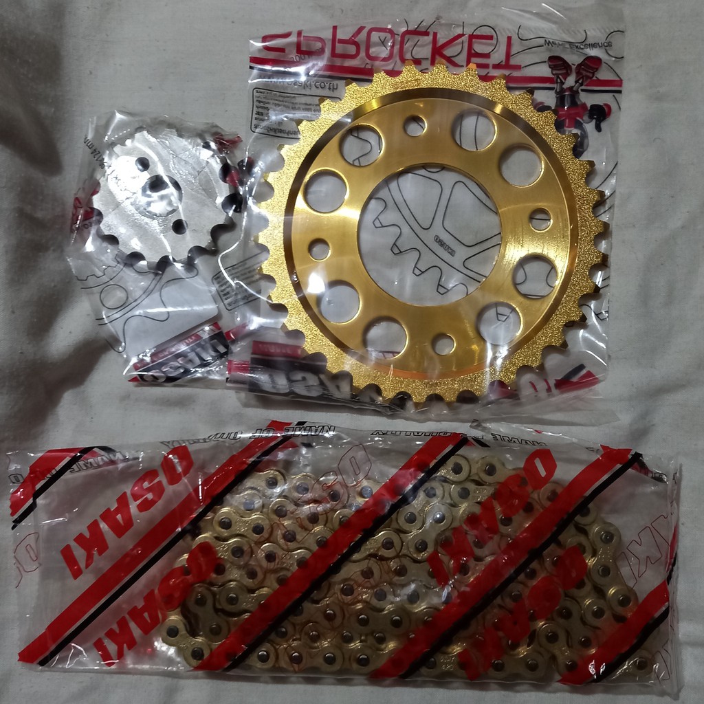 Osaki, Gold chain & Sprocket Set Honda XRM 110 & 125 / Trinity / Wave