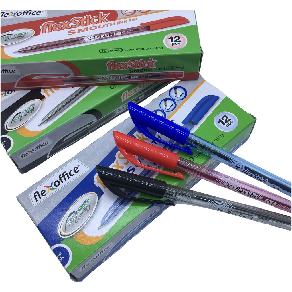 12pcs 0.7mm original Flexoffice flexstick smooth ink pen ballpen