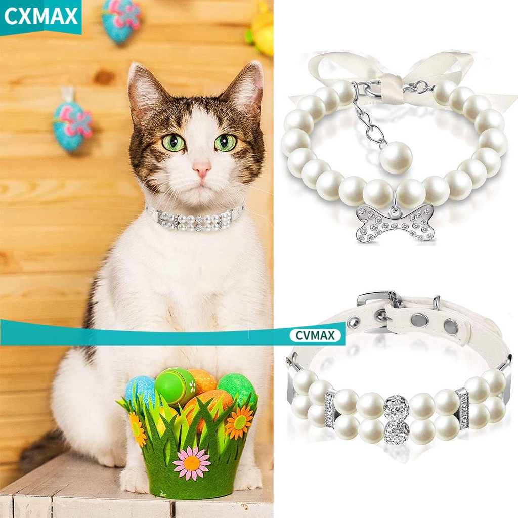 CVMAX Cute Dog Pearl Collars Kitten Cat Pearl Neck Strap Pet Pearl