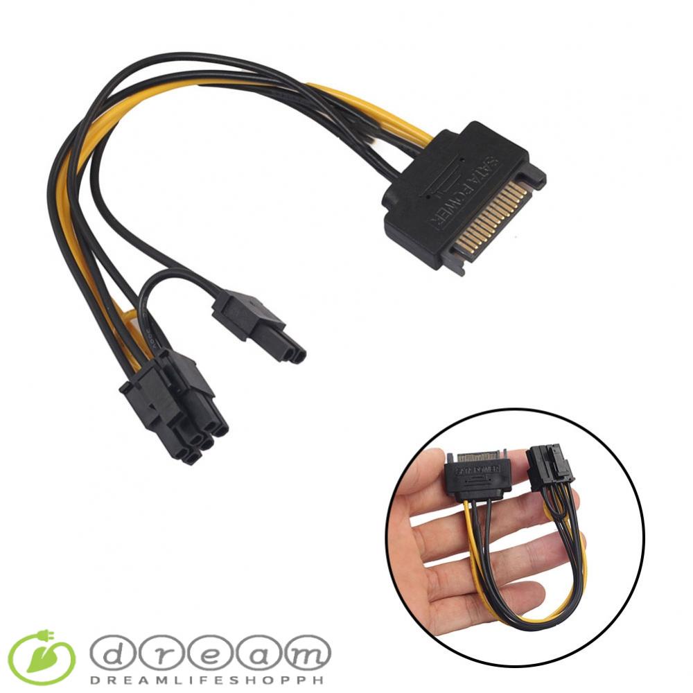 SATA 15 pin Male to 8 pin 6+2 PCIExpress PCIe Video Graphic Card Power