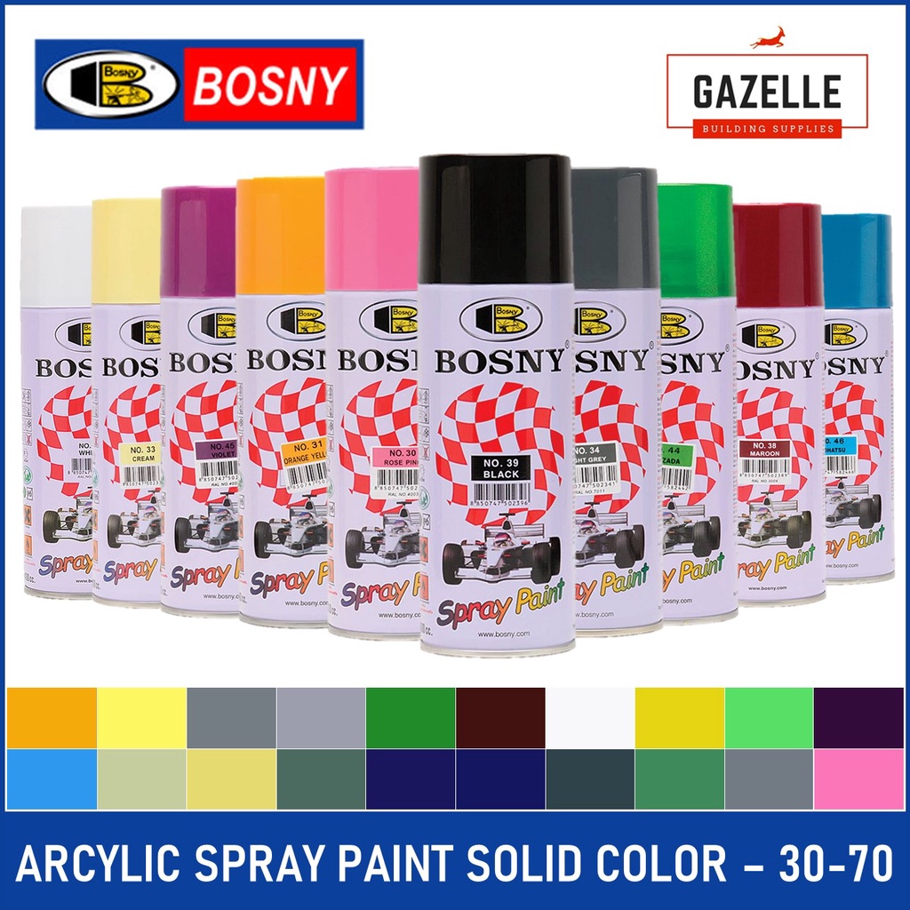 Bosny 100 Acrylic Spray Paint Solid Color 49 COLORS Shopee Philippines