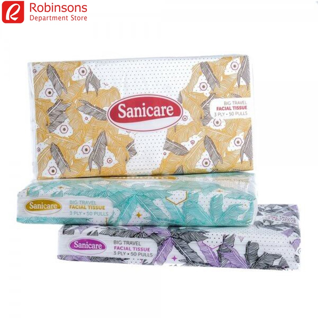 Sanicare Facial Tissue Big Travel Pack 50 pulls (3 ply) Shopee