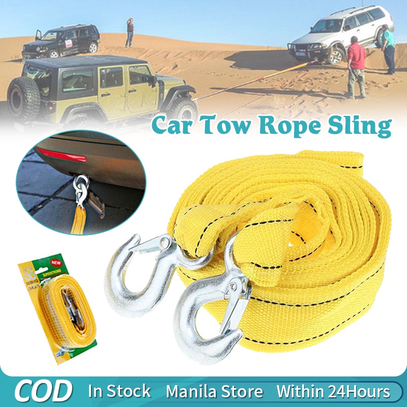 Towing Rope Heavy Duty Car Tow Rope with Metal Safety Hooks for Towing