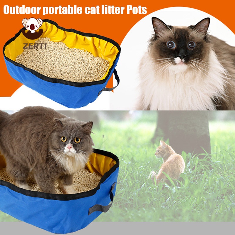 Zerti Portable Outdoor Cats Litter Box Foldable Travel Cats Litter Pan Waterproof Pet Toilet