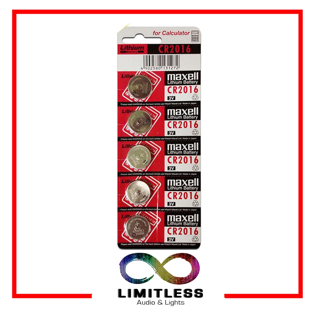 Maxell CR2016 3V Lithium Coin Type Battery CR2016M (Per Card / 5 Pcs