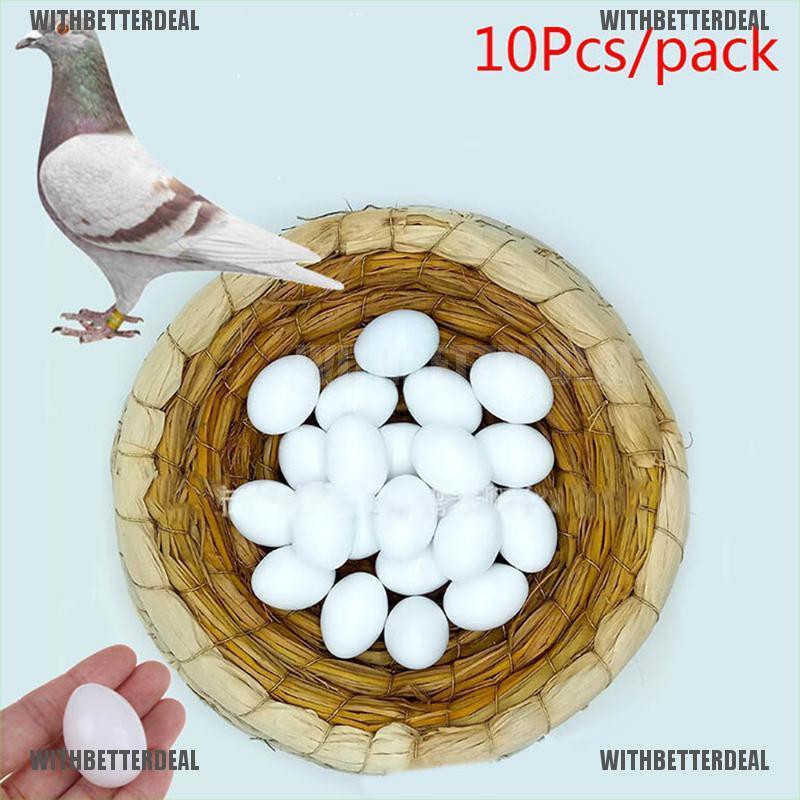 10Pcs White Solid Plastic Solid Pigeon Eggs Dummy Fake Eggs Hatching