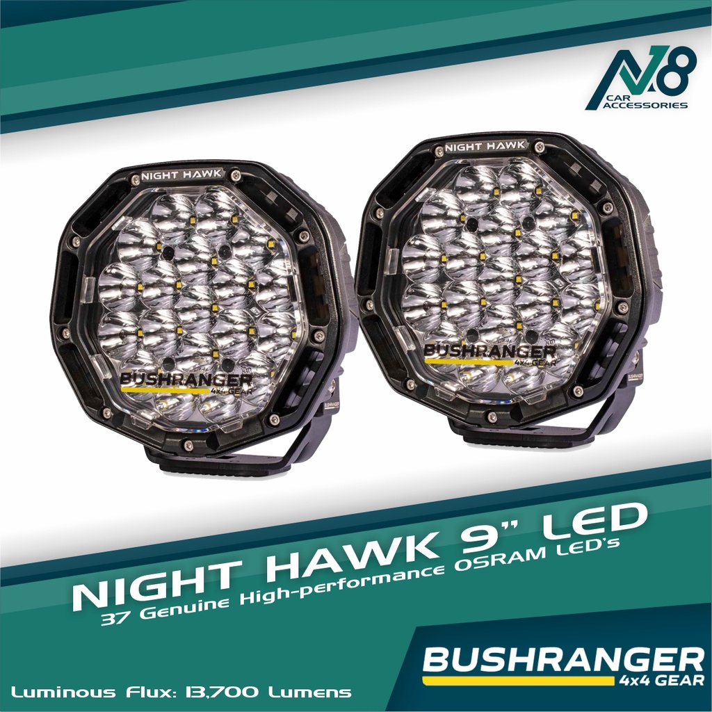 Bushranger Night Hawk LED 9" Offroad Driving Light Flood & Spot Pair